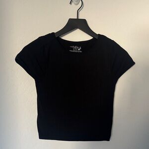 Intimately by Free People Black Fitted Cropped T Shirt size M/L